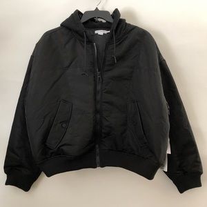 Good American Jersey Trimmed Quilted hooded jacket